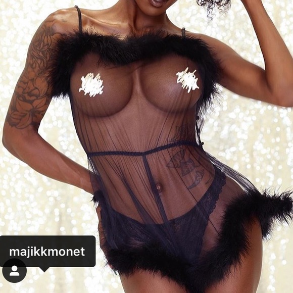 Savage X Fenty Marabou Romper NWT - Picture 7 of 8